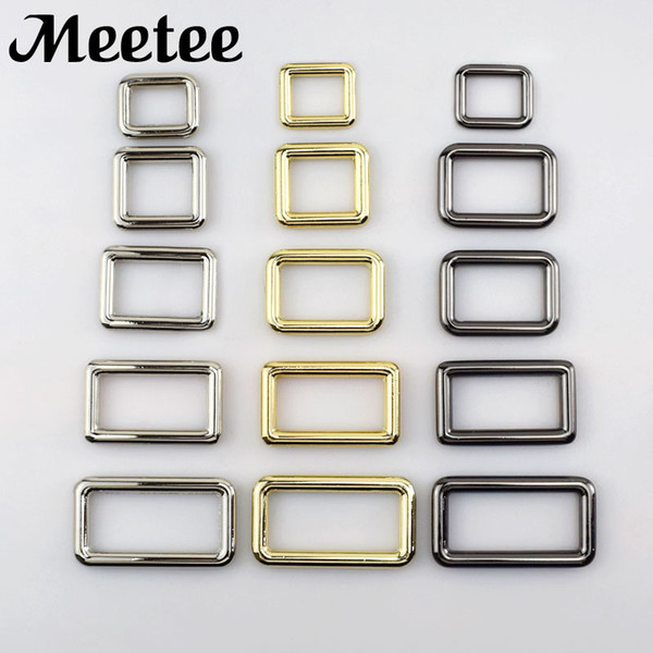 Meetee Rectangle Ring Metal Buckle Bag Belt Clasp Snap Hook Backpack Strap Dog Collar O D Buckles DIY Leather Craft F1-4