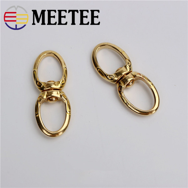 Meetee Pure Cooper 12*43mm O D Rotate Ring Brass 8 Word Connection Ring DIY Handmade Leather Bags Craft Accessories