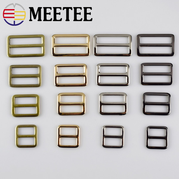 Meetee 2cm,2.5cm,3.2cm,3.7cm Webbing Straps Metal Tri Glide Adjust Buckle Ring Buckles for Bag Belt Bag Parts F4-4