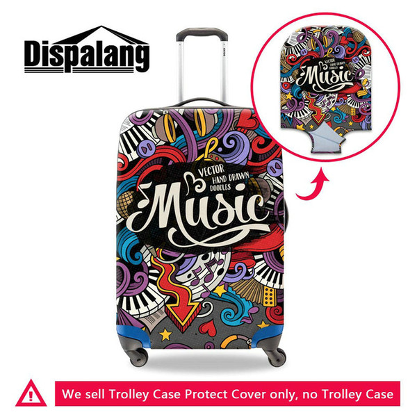 Musical Note Pattern Portable Elastic Stretch Protect Suitcase Cover To 18-30 Inch Cases Durable Dust Rain Luggage Covers Travel Accessories