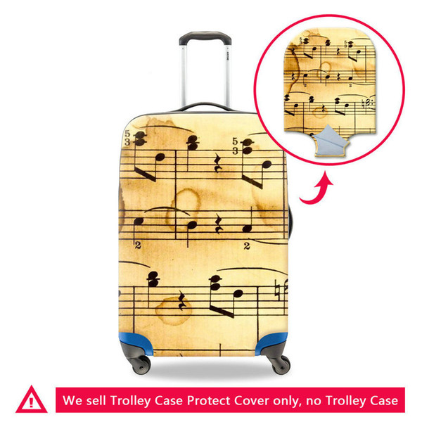 Stretch Elastic Luggage Protective Cover For 18-30 Inch Trolley Suitcase Case On Travel Baggage Musical Note Printing Waterproof Dust Covers