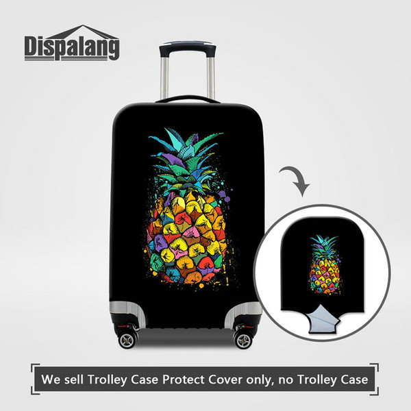 Waterproof Dustproof Elastic Case On Suitcase Cartoon Pineapple Fruit Print Women Thick Travel Luggage Protector Cover For 18-30 Inch Trunk