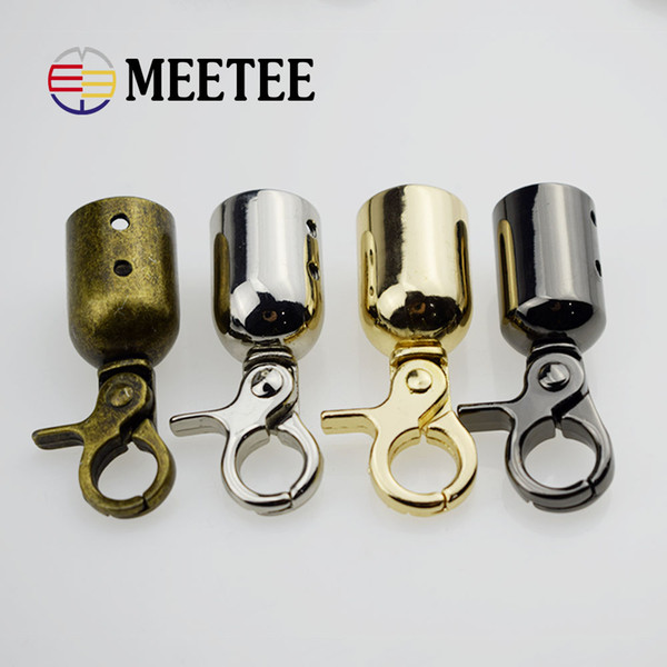 Meetee Metal Buckle Hook Bellpull Braided Rope Bag Buckle Sell Stopper Cord End wholesales Bag Decoration DIY Accessories