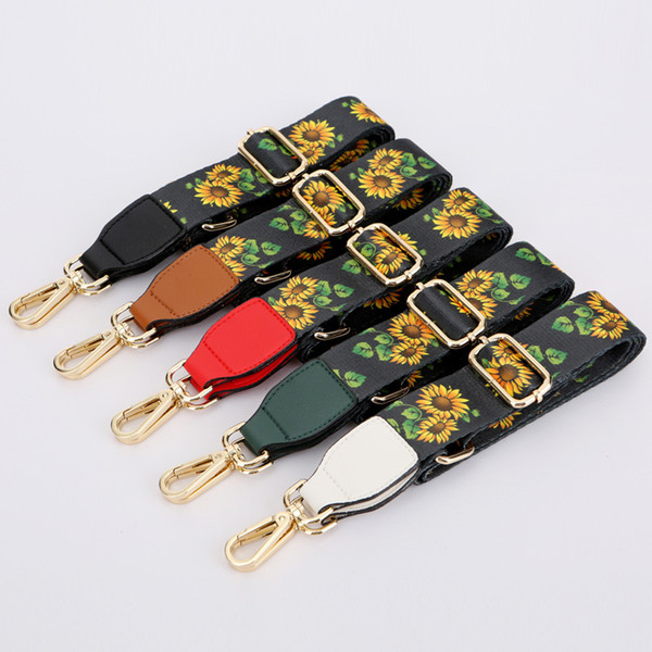 Meetee new sunflower flower color long slung lengthened wide belt one shoulder ribbon strap bag accessories