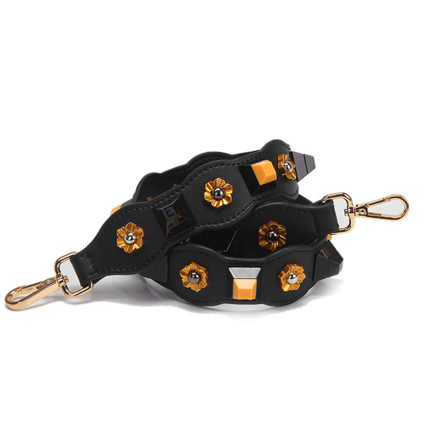 Meetee single shoulder leather bag strap lady replacement black belt 2019 New summer floral gold flower accessories