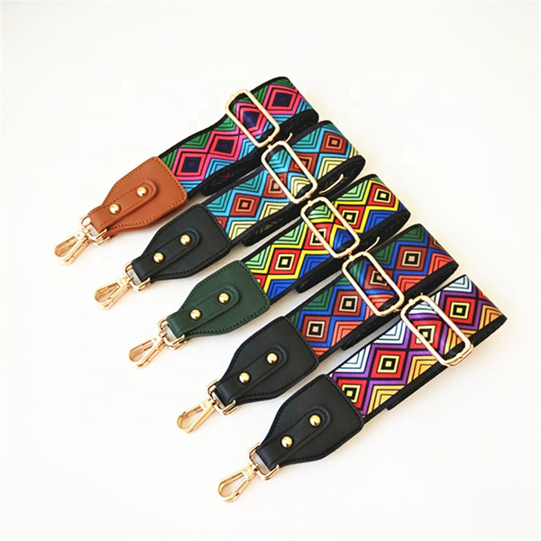 Meetee New Ethnic Style handbag Belt Diamond grid Adjustable Detachable replacement Leather Bag Strap hardware accessories