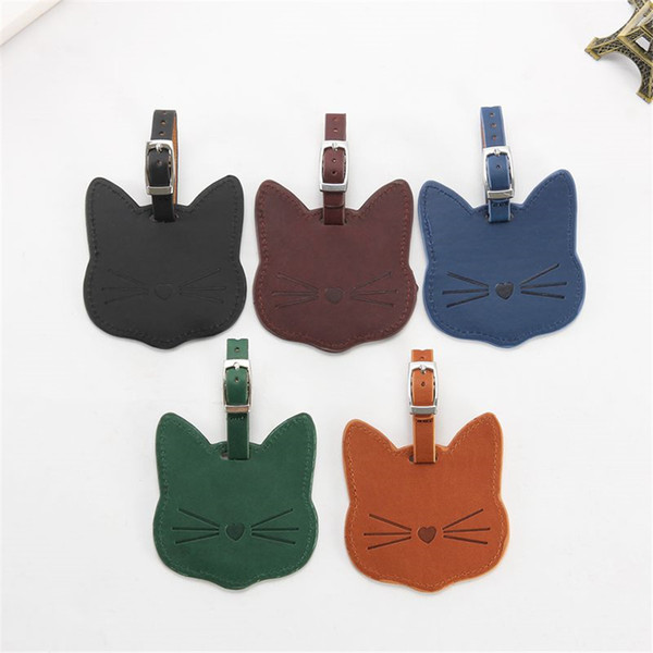 Zoukane Lovely Cat Leather Suitcase Luggage Tag Label Bag Pendant Handbag Travel Accessories Name ID Address Tags LT12