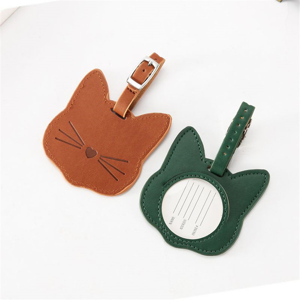 Zoukane Portable Lovely Cat Leather Suitcase Luggage Tag Label Bag Pendant Handbag Travel Accessories Name ID Address Tags LT12A