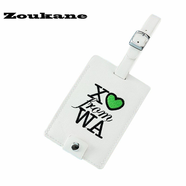 Zoukane Personalise USA State Leather Embroidery Suitcase Luggage Tag Label Bag Pendant Handbag Travel Accessories Name ID Address Tag LT03A