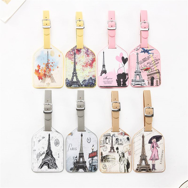 Zoukane Eiffel Tower Old Times Suitcase Leather Luggage Tag Label Bag Pendant Handbag Travel Accessories Name ID Address Tags Hot Sale LT08