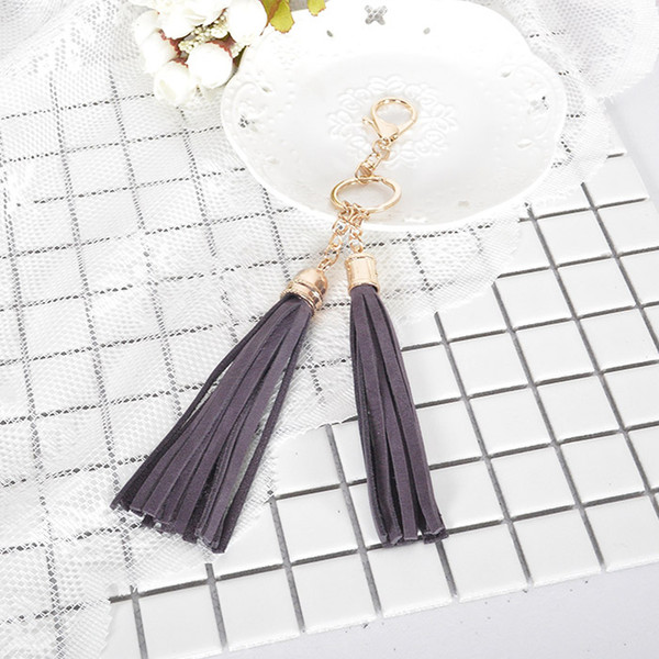 New Fashion Double Tassel Key Holder Mix Color Bag Accessories Bag Charm Keychain Leather Fringe Cowhide Factory Bag Wholesale Car Key Ring