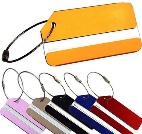 Aluminum Alloy Luggage Tags Suitcase Travel Bag Labels Holder Name Card Straps Suitcase Name Pet Tags