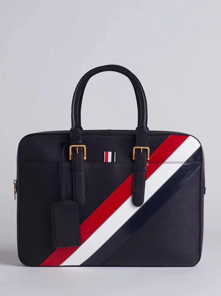 2019 men's tote bag American fashion designer briefcase stylish business style with leather straps to carry and cross body