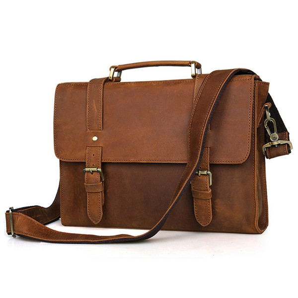 Vintage Real Genuine Leather Bags for Men Briefcase Bag Handbags Man Single Shoulder Crossbody Bag Male Messenger Bags Men's Tote Bags