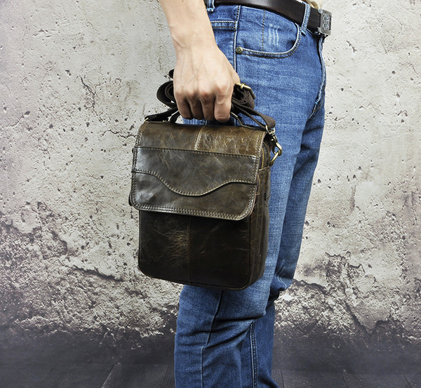 men's genuine leather shoulder bag MessengerFlap ipad men bag style bag Solid male Business