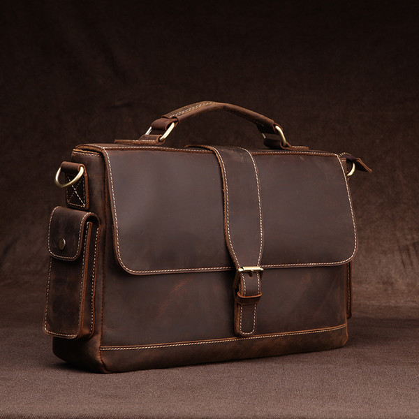 Casual Genuine Leather Business Briefcase Shoulder Bags Men's Laptop Cossbody Messenger bag