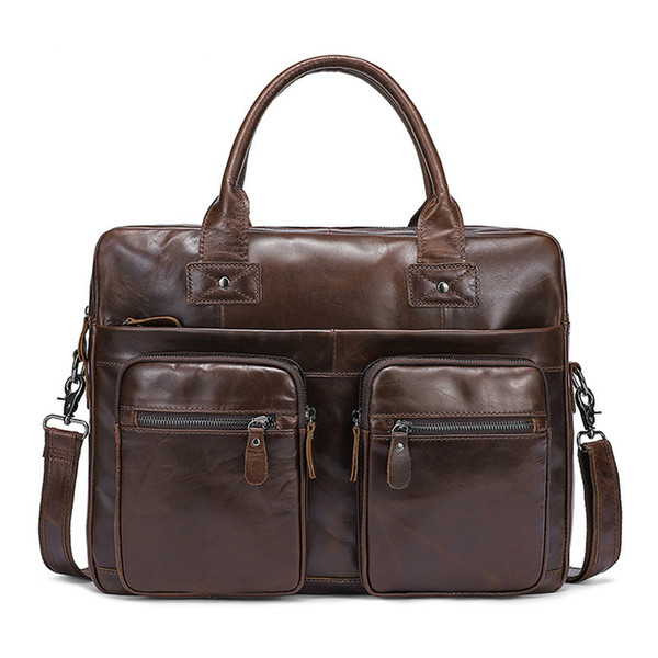 Men's Vintage Genuine Leather Messenger Bag for Laptop Briefcase Tote