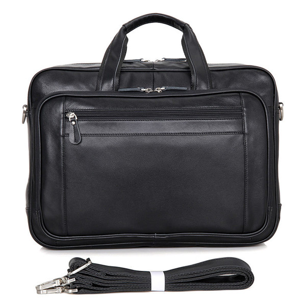 Business Travel Briefcase Genuine Leather Duffel Bags for Men Laptop Bag fits 17 inches Laptop (Black)