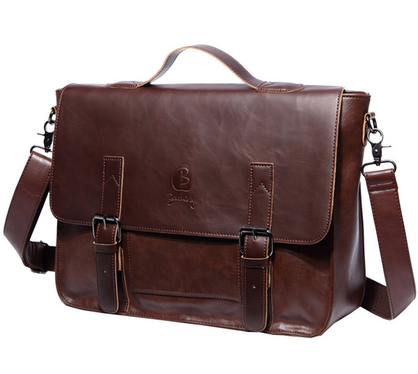 Vintage Leather Briefcase, Men Women Versatile PU Faux Leather Shoulder Messenger Bag Laptop Handbag Everyday use bag