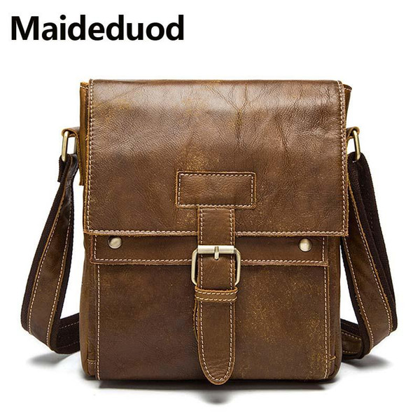 Hot Sale New Men's Bag Genuine Leather Crossbody Bags for Men ipad Flap Hasp Messenger Bag Men Leather Shoulder Bags Male Handbags 9040