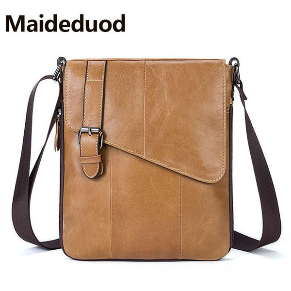 High-Quality Fashion vertical messenger bag with 100% genuine leather men shoulder bag for business men casual crossbody bags 8240