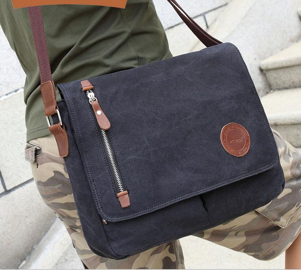 Hot Mens Retro Leisure bag Retail canvas Shoulder Bags Leisure Schoolbag Messenger Bag Computer leather Male bag Wholesale And retail D352