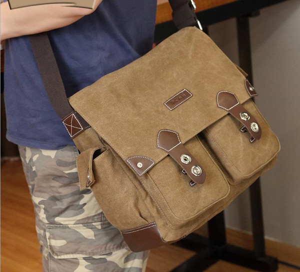 Hot Mens Retro Leisure bag Retail canvas Shoulder Bags Leisure Schoolbag Messenger Bag Computer leather Male bag Wholesale And retail D353