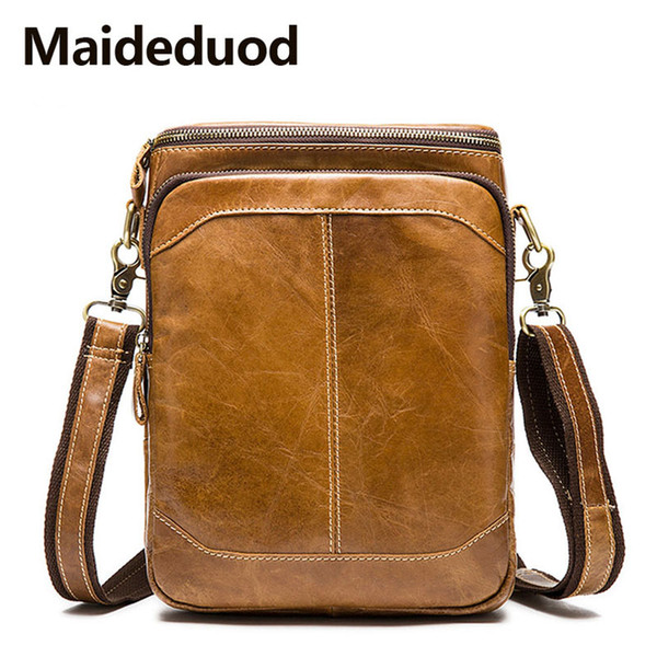 High-Quality Men Shoulder Bag Male Genuine Leather Zipper Cowhide Flap Casual Crossbody Bags for Men Messenger Bags Men Leather Bag