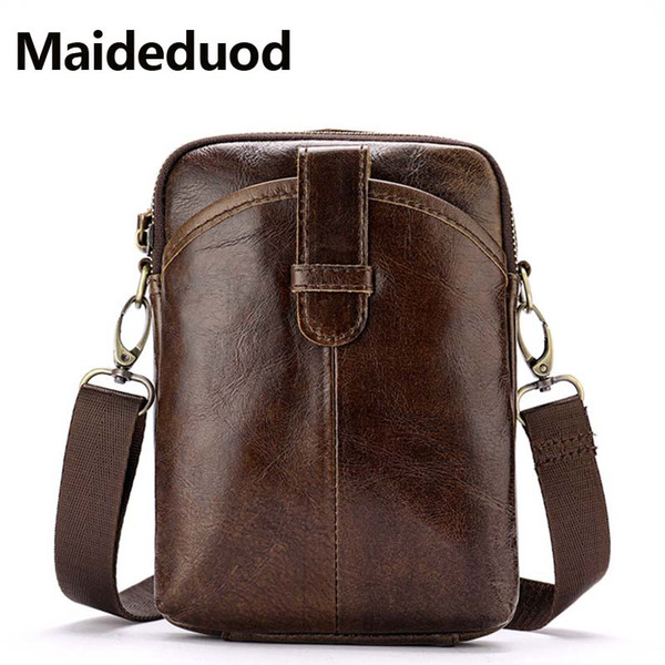 High-Quality New messenger bag men's Genuine Leather Bag Vintage Crossbody Bags Shoulder Bags man Leather small male Satchel Brown 8322