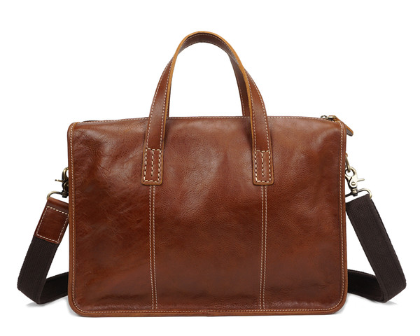 Men's Messenger Bag Genuine Leather Briefcase Shoulder Bag PC Bag For Business Brown Good Design Wholesale