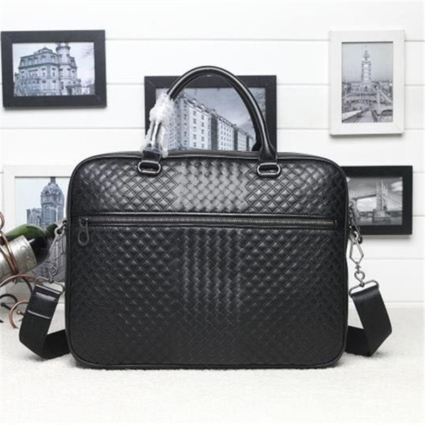 Kaisiludi men's handbag business leather men's briefcase weaving fashion business cow skin computer bag