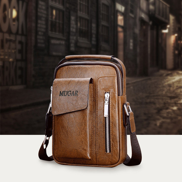 2019 high quality and creativeVintage Men Genuine Leather Briefcase Messenger Travel Bag Shoulder Causal Crossbody Wallet