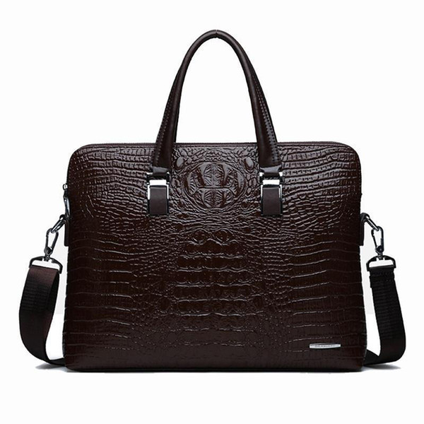 Casual Wear-resistant Single Shouder Bags Men Crocodile Pattern Briefcases Durable Handbags Male Soft Crossbody Bags