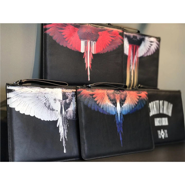 Marcelo burlon 3D feather Men Briefcase bags For Men italy Brand Designer Genuine Leather Handbags Business Leather zipper Bag