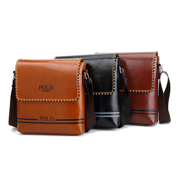 SULPPAIPOLO Quality Original Leather Male Casual Shoulder Messenger Bag PU Leather Fashion Cross-body Mens Briefcase Bags