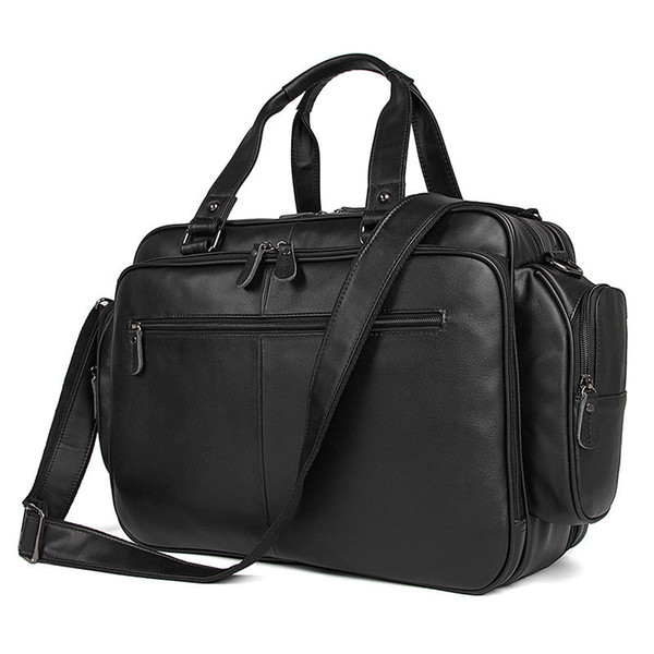 Fashion Portfolio Genuine Leather Men Briefcase laptop Bag Leather Briefcase men Business Bag Tote Handbag Shoulder Black