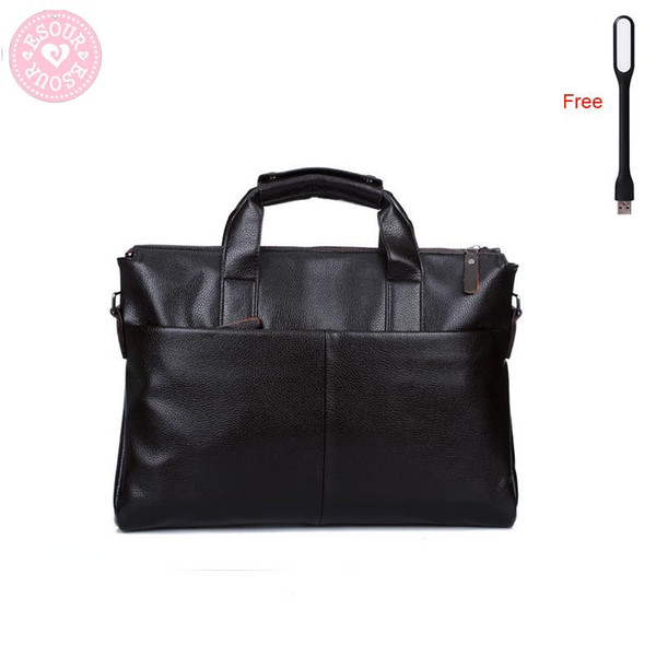 Wholesale- Men's business genuine leather handbag briefcase famous brand sacoche homme messenger bags laptop tote bag