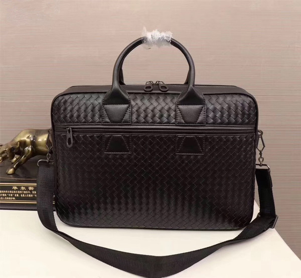 Kaisiludi leather hand-woven men's bag handbag men's leather briefcase business casual computer bag fashion men and women