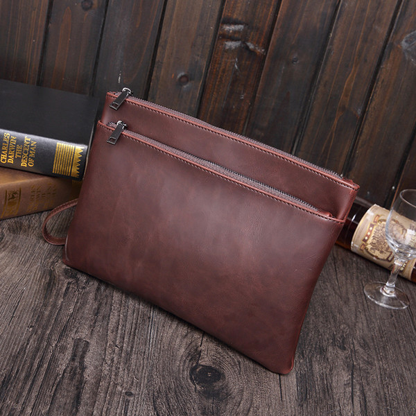 New Elegant Pu Leather Envelope Men Casual Bags Large Capacity Mens Clutches Wristlet Handbag Bag Pouch A4 document briefcase handbag