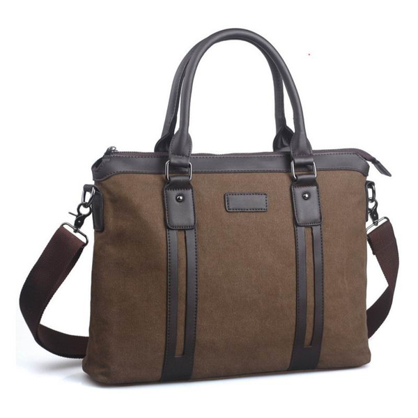 High quality male bag men canvas briefcase top handle laptop notebook handbag business casual single shoulder messenger bag