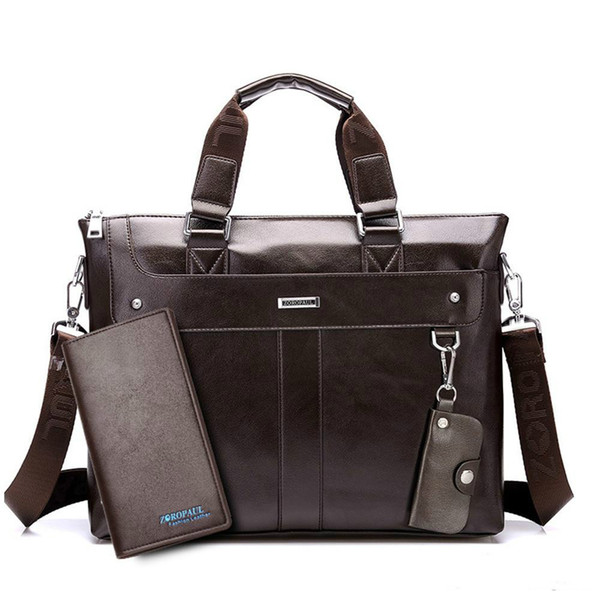 Fashion Men Tote Casual Briefcase Business Shoulder Black Leather High Quality Messenger Bags Laptop Handbag Men's Bag