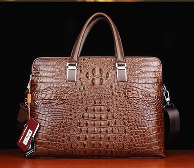 Crocodile pattern men's bag leather high-end shoulder bags business bag Designer handbag