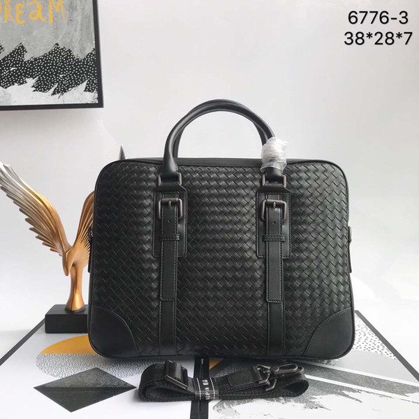 Luxury mens bag laptop bag mens briefcase high quality Weaving style Mens bags Size 38*28*7CM Model 6776