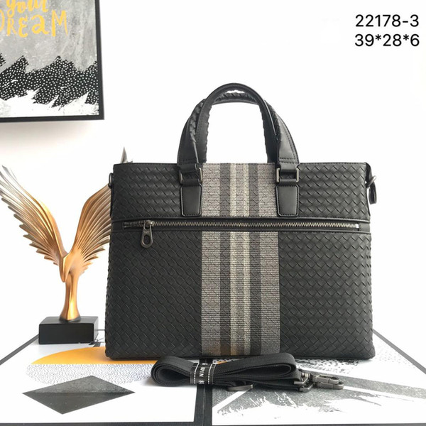 Luxury mens bag laptop bag mens briefcase high quality Weaving style Mens bags Size 39*28*6CM Model 22178