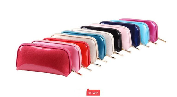 12pcs High quaitly 2017 new arrival Cosmetic Makeup Toiletry patent PU Wash Bag Holder Pouch Travel accessory Set Kit purse free shipping