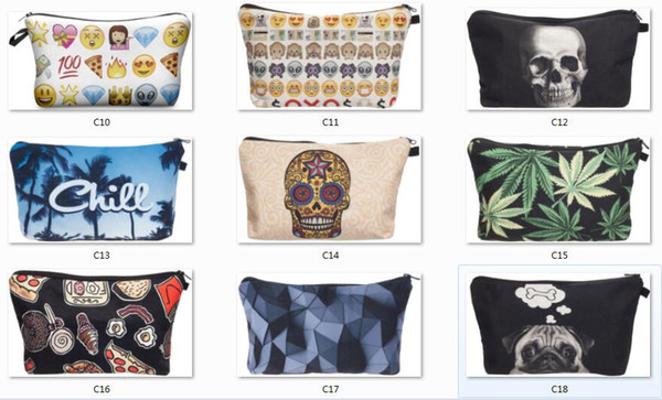 40pc 3D print Cosmetic Makeup Bags Pencil cases Handbags Casual Travel Bags brush box organizer storage toiletry clutch pouch cartoon,emoji