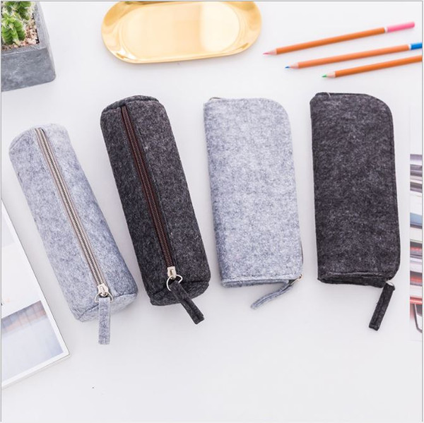 Ladies Cosmetic Bags Cases Pure Color Felt Cloth Zipper Pen Pencil Bags Receive bag Wholesale Free Shipping