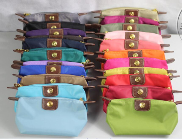22 Colors Fashion large capacity flod dumpling bag makeup bag Waterproof travel wash storage package Nylon Lady cosmetic bags Coin Purse