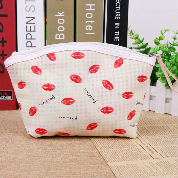 sexy lips girl women cosmetic bag pvc makeup organzier for travel zipper beauty case toiletry pouch