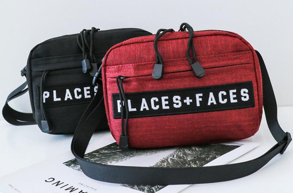 Embroidery PLACES+FACES Skateboards Bag Embroidery Letters Message Bags Casual Men's Shoulder Bag Mini Mobile Phone Packs Storage Bags